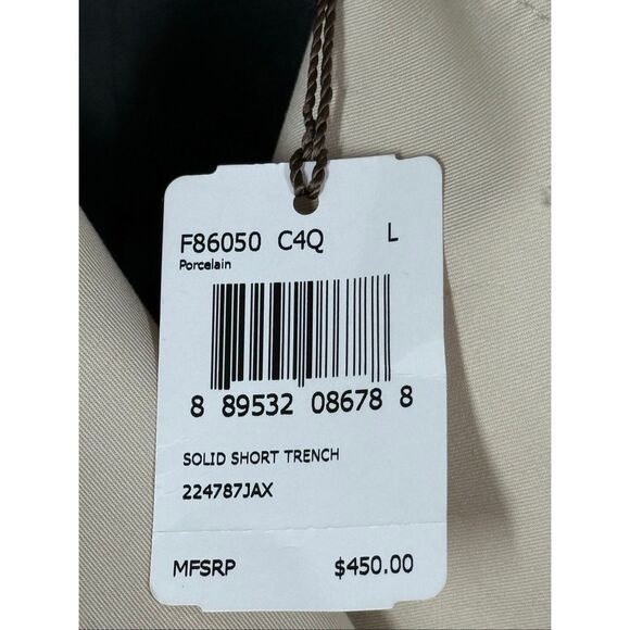 Coach Women Solid Short trench coat 29" length color porcelain size large NWT - Picture 7 of 16